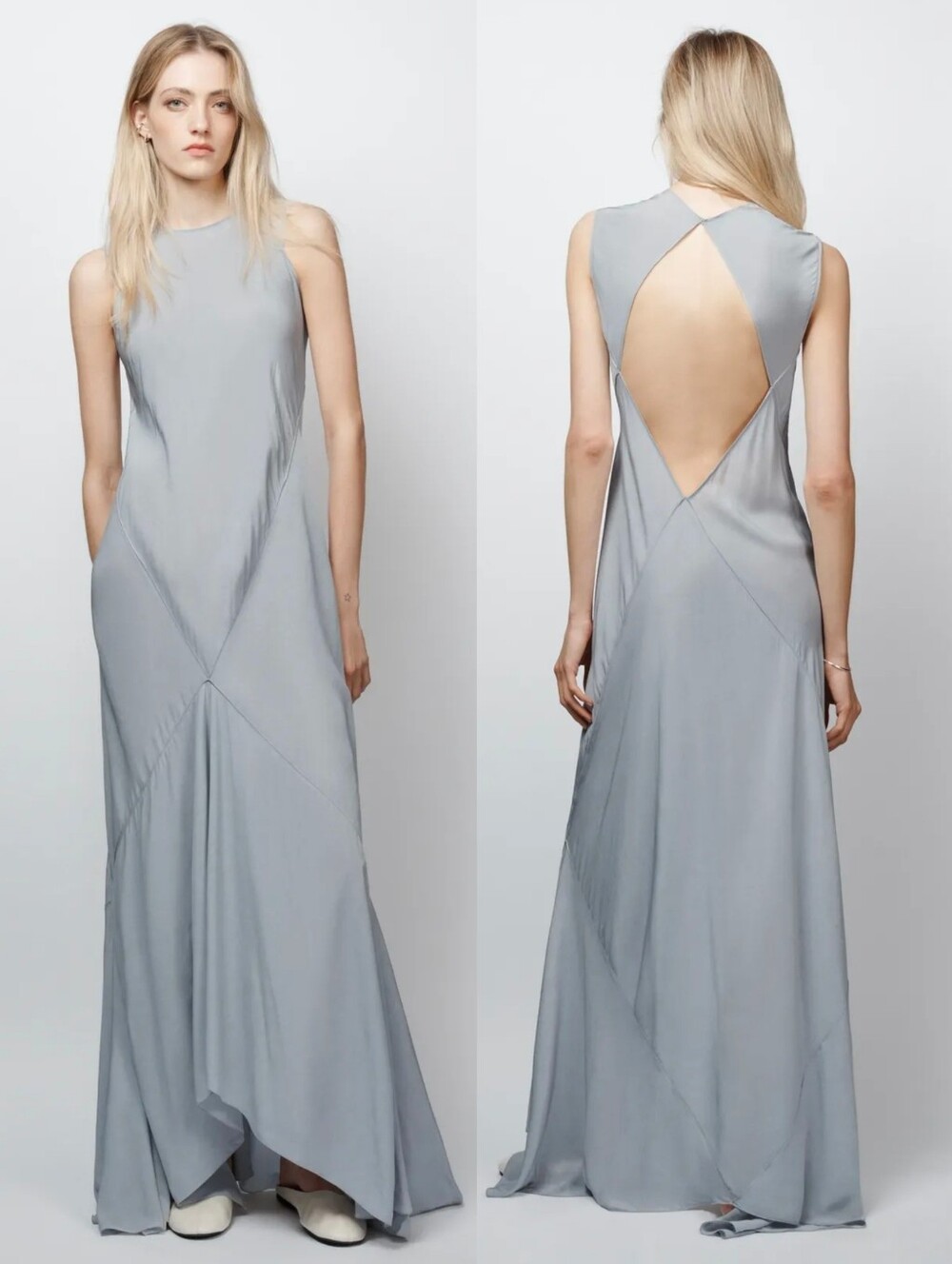 NWT ZARA COLLECTION Light Blue Limited Edition Flowy Ruffle Maxi Dress